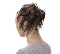 CAISHA Postizo Goma Para El Pelo Voluminosa Grande Desordenada Fibra Sintética Resistente Al Calor Marrón Chocolate G2F