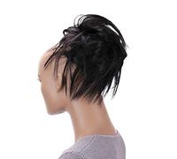 CAISHA Postizo Goma Para El Pelo Voluminosa Grande Desordenada Fibra Sintética Resistente Al Calor Negro-Marrón G17F