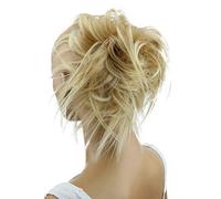 CAISHA Postizo Goma Para El Pelo Voluminosa Grande Desordenada Fibra Sintética Resistente Al Calor Rubio Claro G5F