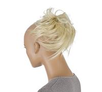 CAISHA Postizo Goma Para El Pelo Voluminosa Grande Desordenada Fibra Sintética Resistente Al Calor Rubio Platino G3F