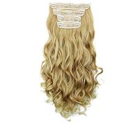 CAISHA XXL 60cm 4 piezas Juego de cabeza completa Clip en extensiones de cabello Postizo resistente al calor mezcla rubia clara #27T613 CES306-1