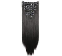 CAISHA XXL 60cm Extensiones Rectas Con Clip Postizo Sintético Resistente Al calor Pelo Largo 8 Uds Marrón Chocolate CES21