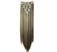 CAISHA XXL 60cm Extensiones Rectas Con Clip Postizo Sintético Resistente Al calor Pelo Largo 8 Uds Mezcla Rubia Marrón CES15