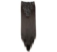 CAISHA XXL 60cm Extensiones Rectas Con Clip Postizo Sintético Resistente Al calor Pelo Largo 8 Uds Marrón CES22