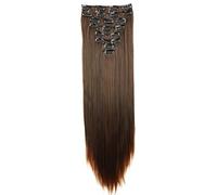 CAISHA XXL 60cm Extensiones Rectas Con Clip Postizo Sintético Resistente Al calor Pelo Largo 8 Uds Mezcla Marrón CES12