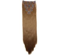 CAISHA XXL 60cm Extensiones Rectas Con Clip Postizo Sintético Resistente Al calor Pelo Largo 8 Uds Marrón Medio CES3