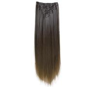 CAISHA XXL 60cm Extensiones Rectas Con Clip Postizo Sintético Resistente Al calor Pelo Largo 8 Uds Mezcla Marrón CES18