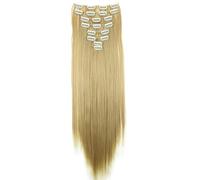 CAISHA XXL 60cm Extensiones Rectas Con Clip Postizo Sintético Resistente Al calor Pelo Largo 8 Uds Rubia Mezclar CES4