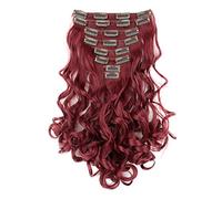 CAISHA XXL Juego De 8 Extensiones De Clip Extender El Cabello Sintético Ondulado Pelo Largo Burdeos CES10-1