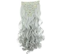 CAISHA XXL Juego De 8 Extensiones De Clip Extender El Cabello Sintético Ondulado Pelo Largo Gris Claro CES28-1