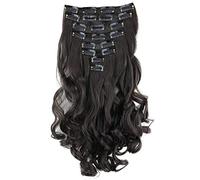 CAISHA XXL Juego De 8 Extensiones De Clip Extender El Cabello Sintético Ondulado Pelo Largo Marrón Chocolate CES21-1