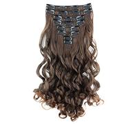 CAISHA XXL Juego De 8 Extensiones De Clip Extender El Cabello Sintético Ondulado Pelo Largo Mezcla Marrón CES20-1