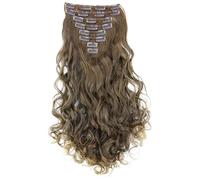 CAISHA XXL Juego De 8 Extensiones De Clip Extender El Cabello Sintético Ondulado Pelo Largo Mezcla Marrón CES18-1