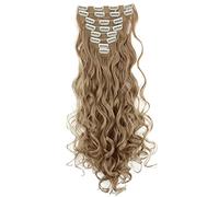 CAISHA XXL Juego De 8 Extensiones De Clip Extender El Cabello Sintético Ondulado Pelo Largo Rubio Claro CES24-1