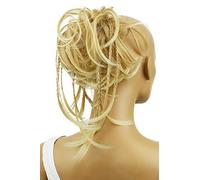 CAISHA XXL Postizo Cinta Para El Pelo Ligeramente Ondulado Moño Anillo De Goma Con Pelo Rubio Claro G5D