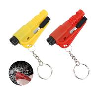 CAISYE 2 Unidades Rompe Cristales y Cinturones - Llavero de Emergencia 3 en 1 - Rompe Cristales, Cortador de Cinturones de Seguridad, Silbato de Supervivencia - Herramienta de Rescate para Coche