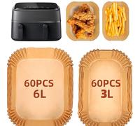 CaiTang Airfryer Papel de horno para Philips Airfryer Dual Basket 3000 Series 9L, 120 unidades Airfryer Papel de horno para Tefal EY9018 Dual Easy Fry 5.2/3.1 L(60 + 60 pcs) (6L + 3L)