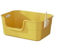 Caixa De Areia Para Gatos Caja De Arena Para Gatos Grande, Bandeja De Arena Abierta Para Gatos Con Pala, Inodoro Plegable Para Gatos, Caja De Arena Para Gatos Con Lados Altos Arenero Gatos(Yellow)