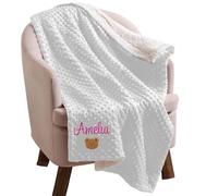 Caixiabeauty Manta Bebé Personalizada Nombre, Manta Siesta Guardería, Manta Bebé, Manta Bebé con Nombres for Niño Niña, Regalo Nacimiento Personalizado(White)