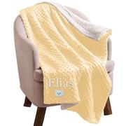 Caixiabeauty Manta Bebé Personalizada Nombre, Manta Siesta Guardería, Manta Bebé, Manta Bebé con Nombres for Niño Niña, Regalo Nacimiento Personalizado(Yellow)