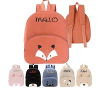 Caixiabeauty Mochila Infantil for Niños y Niñas,Mochila Personalizada for Bebé,Nombre Bordado Personalizado,Bolso Ligero de Pana for Guardería,Guardería y Jardín de Infancia(Orange)