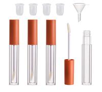 CAIYA 4 recipientes para tubos de brillo de labios vacíos, 2,5 ml recargables para bricolaje, bálsamos labiales, recipiente para herramientas de maquillaje, accesorio