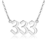 Caiyao Collar con números de ángel de acero inoxidable chapado en oro de 18 quilates y plata 111 222 333 444 555 666 777 888 999 Numerología joyería para mujeres y niñas, Metal, Sin gemas.