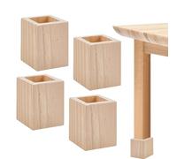 CaiYuanGJ 4 Piezas Elevadores de Cama de Pino de Cuadrados, Altura Ajustable 5cm, Soportan hasta 500kg, Proporciona un Soporte Firme y Protege el Suelo, Bed Elevator para Muebles, Sofá, Mesa, Silla