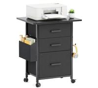 CAIYUN Archivador con Ruedas con 3 cajones y Ruedas para Documentos A4, tamaño Carta, Soporte para Impresora con un Ancho de 56 cm, diseño Industrial, Color Negro