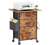 CAIYUN Archivador con Ruedas con 3 cajones y Ruedas para Documentos A4, tamaño Carta, Soporte para Impresora con un Ancho de 56 cm, diseño Industrial, Color marrón
