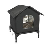 CAIYZH Casita Gatos Callejeros, Cueva Lavable E Impermeable con Puerta Transparente, Refugio For Animales For Acampar, Jardín Y Verano(Black,Large)