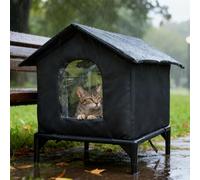 CAIYZH Refugio Grande Y Aislado For Gatos, Lavable con Puerta Transparente, Impermeable Y Resistente A La Intemperie, Ideal For Acampar, El Jardín O El Verano(Large)