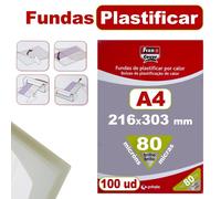 Caja 100 Fundas Plastificar A4 216X303 mm 80 Micras Fixo