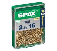 CAJA 100 uds. TORNILLO MADERA SPAX CAB. PLANA YELLOX 2,5x16mm SPAX