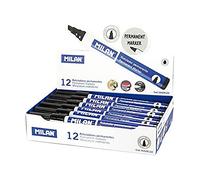 MILAN® Caja 12 rotuladores permanentes punta biselada negro