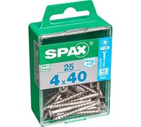 SPAX 91727 Caja 25 uds. Tornillo Madera Cab. Plana INOX A2 4,0x40mm, Multicolor
