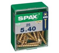 SPAX AF001029 Caja 25 uds. Tornillo Madera Cab. Plana YELLOX 5,0x40mm, Multicolor