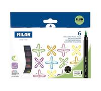 MILAN Caja 6 rotuladores punta pincel colores Fluo