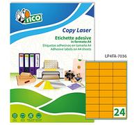 Caja 70 hojas etiquetas naranja fluorescente con márgenes-láser/inyección de tinta/fotocopiadoras-70x36 mm tico lp4fa-7036