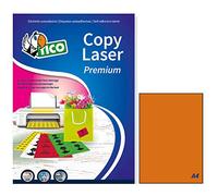 Caja 70 hojas etiquetas naranja fluorescente sin márgenes-láser/inye