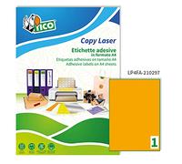 Caja 70 hojas etiquetas naranja fluorescente sin márgenes-láser/inyección de tinta/fotocopiadoras-210x297 mm tico lp4fa-21...