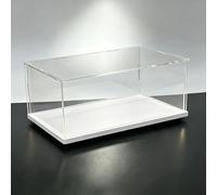Caja acrílica Caja expositora Transparente de acrílico 25 30 40 45 50 60 cm Altura, Vitrina Antipolvo para Montar para Modelos, Cajas de Almacenamiento plástico(White Base,55x20x20cm)