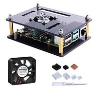 Caja Acrylic Raspberry pi para Pi 4B y 3B+, Estuche con Ventilador de Enfriamiento