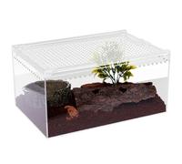 Caja Alimentación Reptiles, Caja De Cría For Reptiles De Acrílico, Terrario Y Jaula Anti-Escape(30x20x15cm)