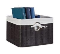 Caja almacenaje bambu cesta organizadora baúl decorativo 4 unidades negro