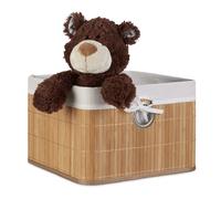 Caja almacenaje bambu cesta organizadora contenedor textil baúl decorativo