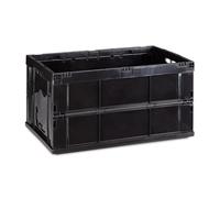 Relaxdays Caja de Almacenaje Plegable 60 L, Plástico, Negro, 31.5 x 58.5 x 40 cm