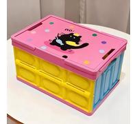 Caja Almacenaje Plastico Baul Almacenaje Exterior Caja de Almacenamiento Plegable de Plástico PP con Tapa Portátil for Dormitorio y Maletero de Coche(Pinks)