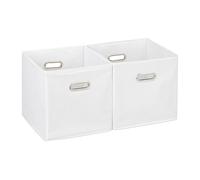 relaxdays Cajas de almacenaje, Set de dos cestas, Sin tapa, Con asas, Plegable, Cuadrado, 30 cm, Blanco