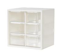 Caja Almacenamiento con 6 Cajones, Mini Cajonera de Escritorio, Caja de Clasificación Organizar de Plástico para Joyería Cosmética Pinzas para el Cabello Piezas Pequeñas, 12 * 12 * 10 CM (Blanco)
